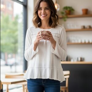 Rebecca Taylor Ivory Linen Top – Size Medium